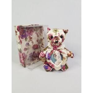 VTG 80's Secret Scents By Once Upon A Rose Floral Fabric Teddy Bear/Pic Frame NY